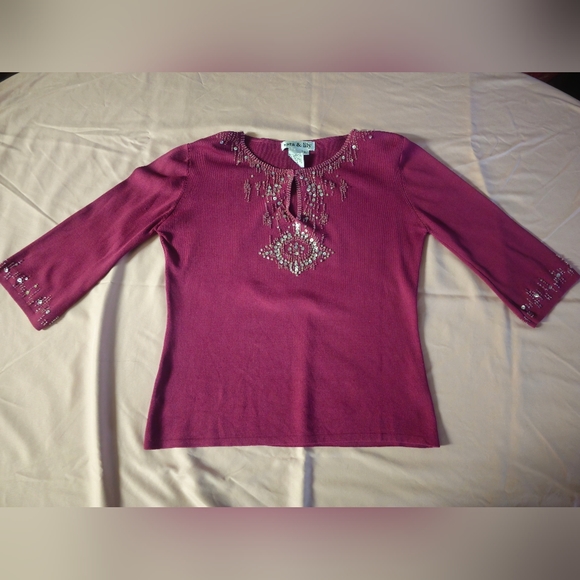 Sara and lily sequined sweater 3/4 sleeve - Picture 5 of 6